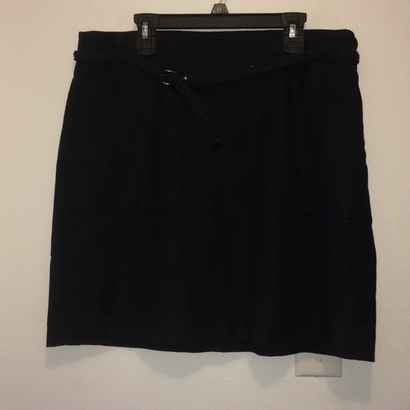 LOFT Skirts Ann Taylor Loft Black Skirt With Belt Poshmark